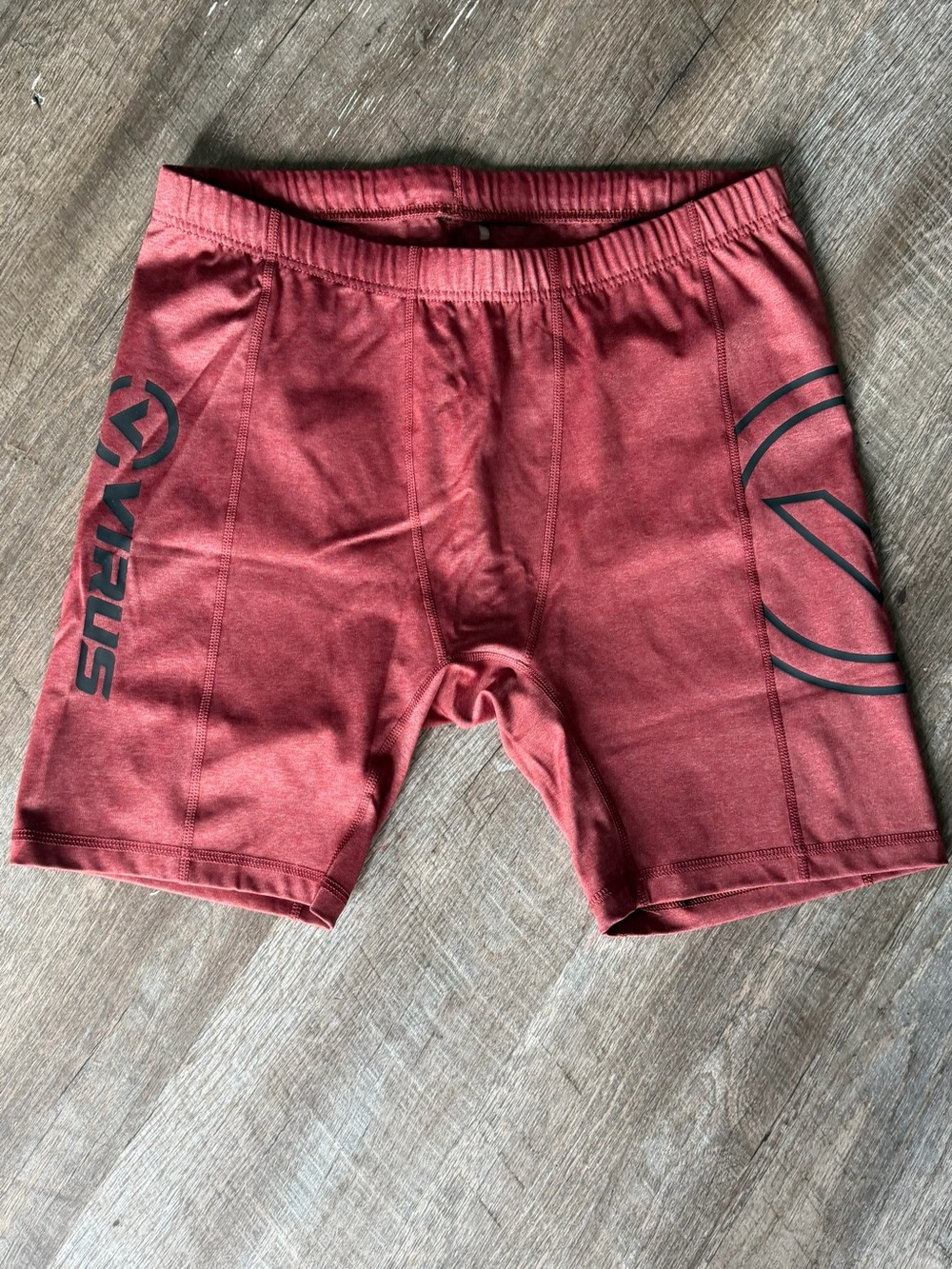 Virus Men's Maroon Athletic Compression Shorts with Black Logos